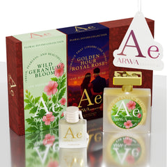 Golden Hour Royal Rose Hanging Car Perfume 10ml + Wild Geranium Bloom Car Perfume Spray 50ml