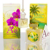 Exotic Orchid Dream Hanging Car Perfume 10ml + Tropical Ylang Paradise Car Perfume Spray 50ml