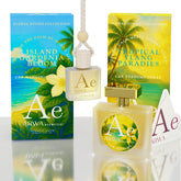Island Gardenia Bloom Hanging Car Perfume 10ml + Tropical Ylang Paradise Car Perfume Spray 50ml