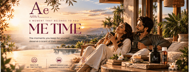 ARWA essential Me Time banner – couple relaxing with ARWA home and car fragrances