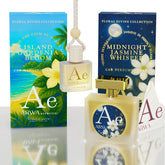 Island Gardenia Bloom Hanging Car Perfume 10ml + Midnight Jasmine Whisper Car Perfume Spray 50ml