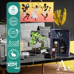 ARWA Essential certifications - ISO certified, premium quality guarantee, 100% natural, FSSAI, cruelty free, produced in India