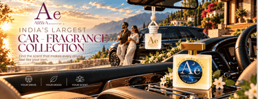 India's largest car fragrance collection by ARWA essential – car perfume in a vintage car on a coastal road