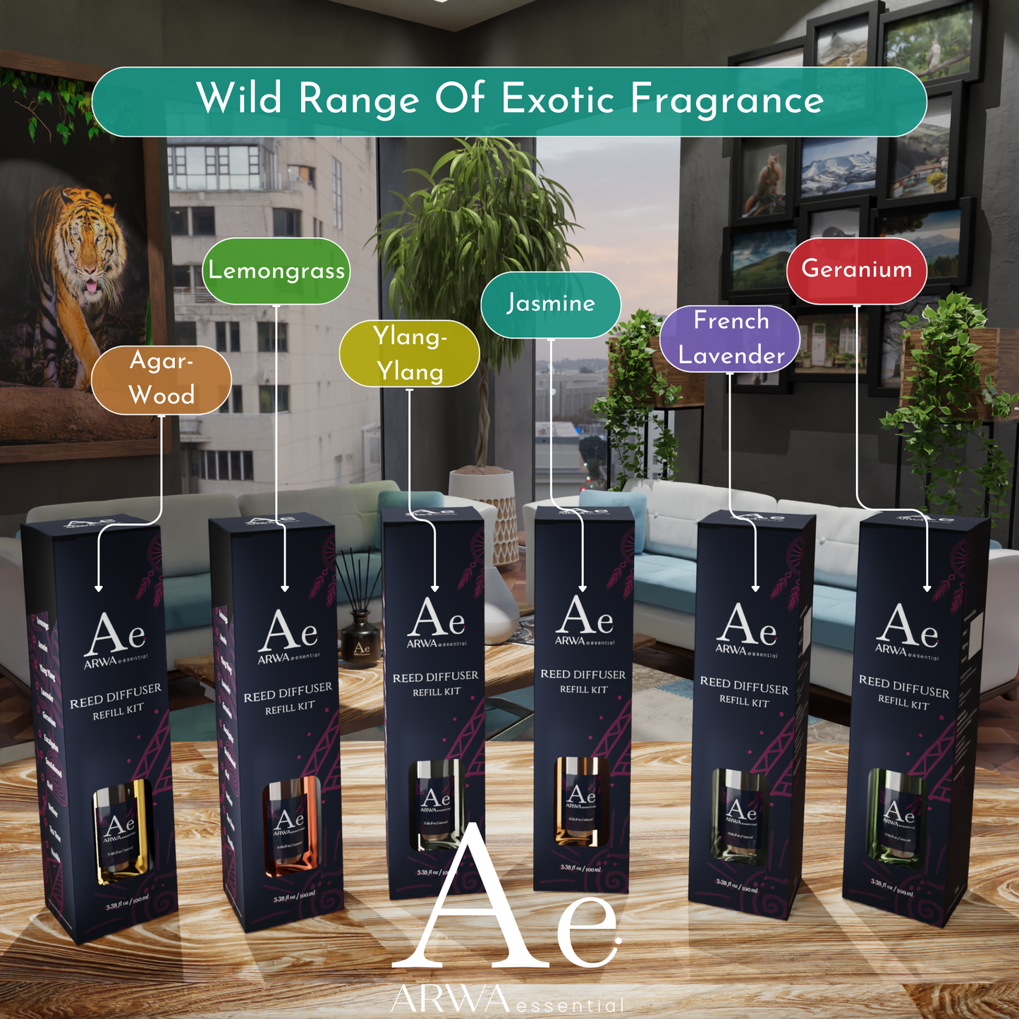 Jasmine Reed Refill Set - 100ml Reed Diffuser Oil + 8 Nos Premium Reed Sticks