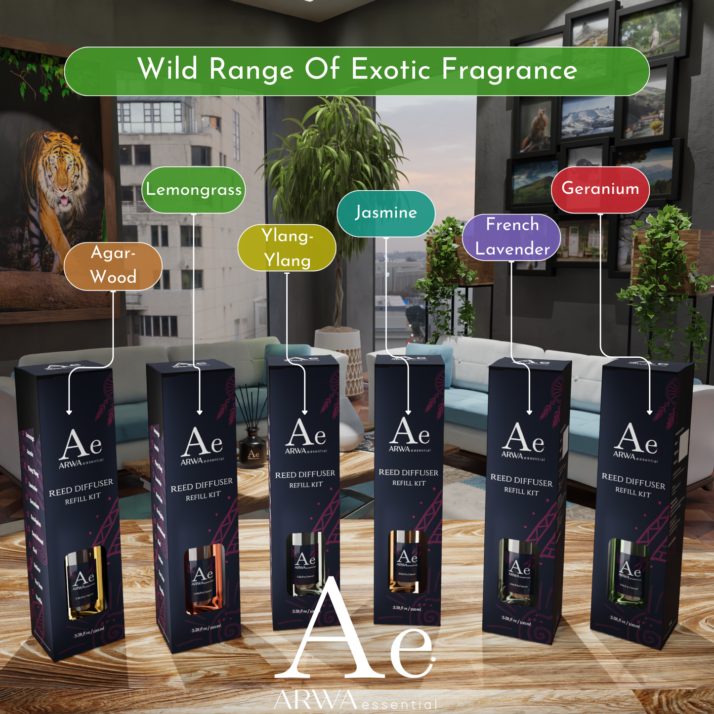 Lemongrass Reed Refill Set - 100ml Reed Diffuser Oil + 8 Nos Premium Reed Sticks