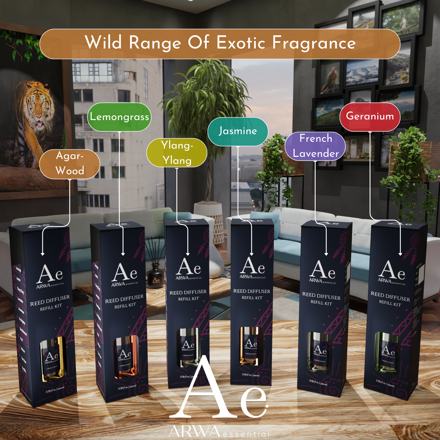 Agarwood(Oud) Reed Refill Set - 100ml Reed Diffuser Oil + 8 Nos Premium Reed Sticks