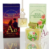 Golden Hour Royal Rose Hanging Car Perfume 10ml + Wild Geranium Bloom Car Perfume Spray 50ml