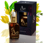ARWA Essential Ylang-Ylang Essential Oil 20ml amber dropper bottle with packaging box, yellow ylang-ylang flowers in background