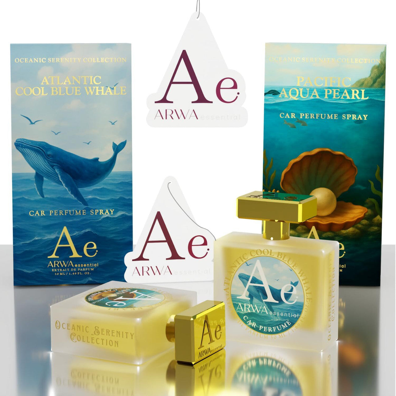 Pacific Aqua Pearl + Atlantic Cool Blue Whale Car Perfume Spray | 50ml Each