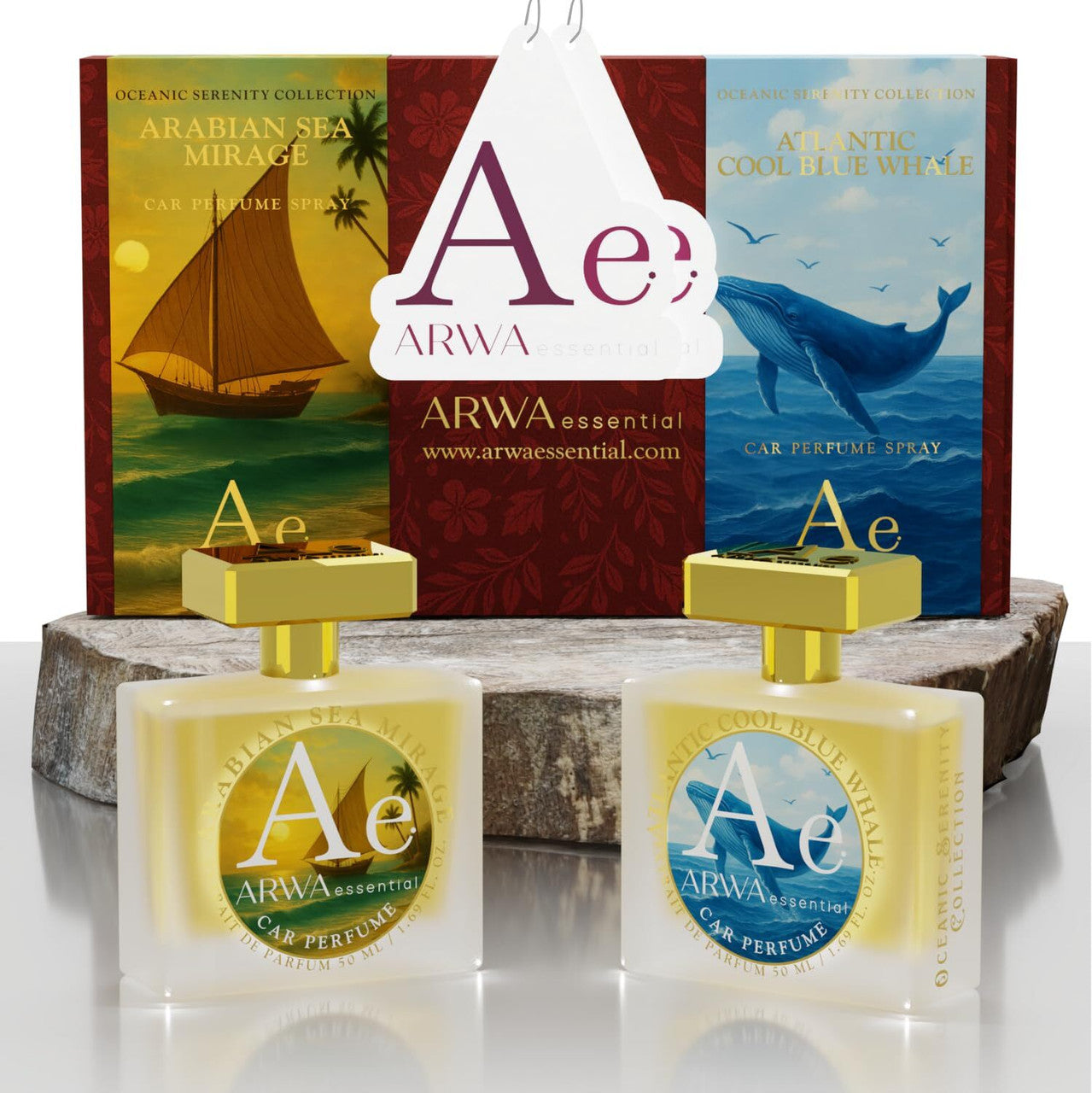 Arabian Sea Mirage + Atlantic Cool Blue Whale Car Perfume Spray | 50ml Each