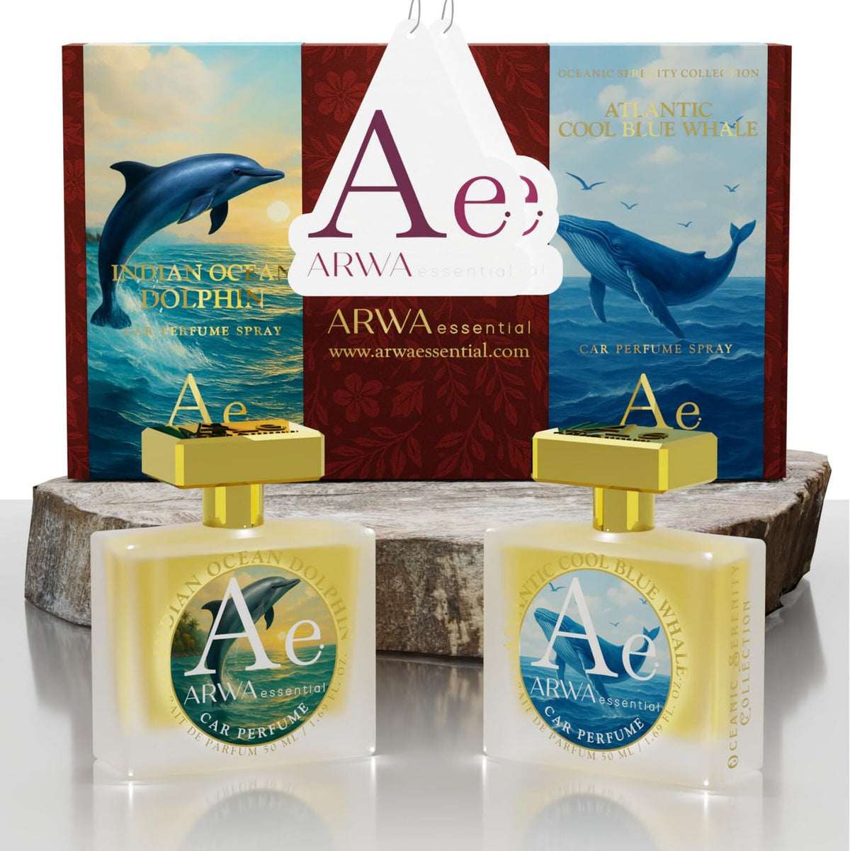 Indian Ocean Dolphin + Atlantic Cool Blue Whale Car Perfume Spray | 50ml Each