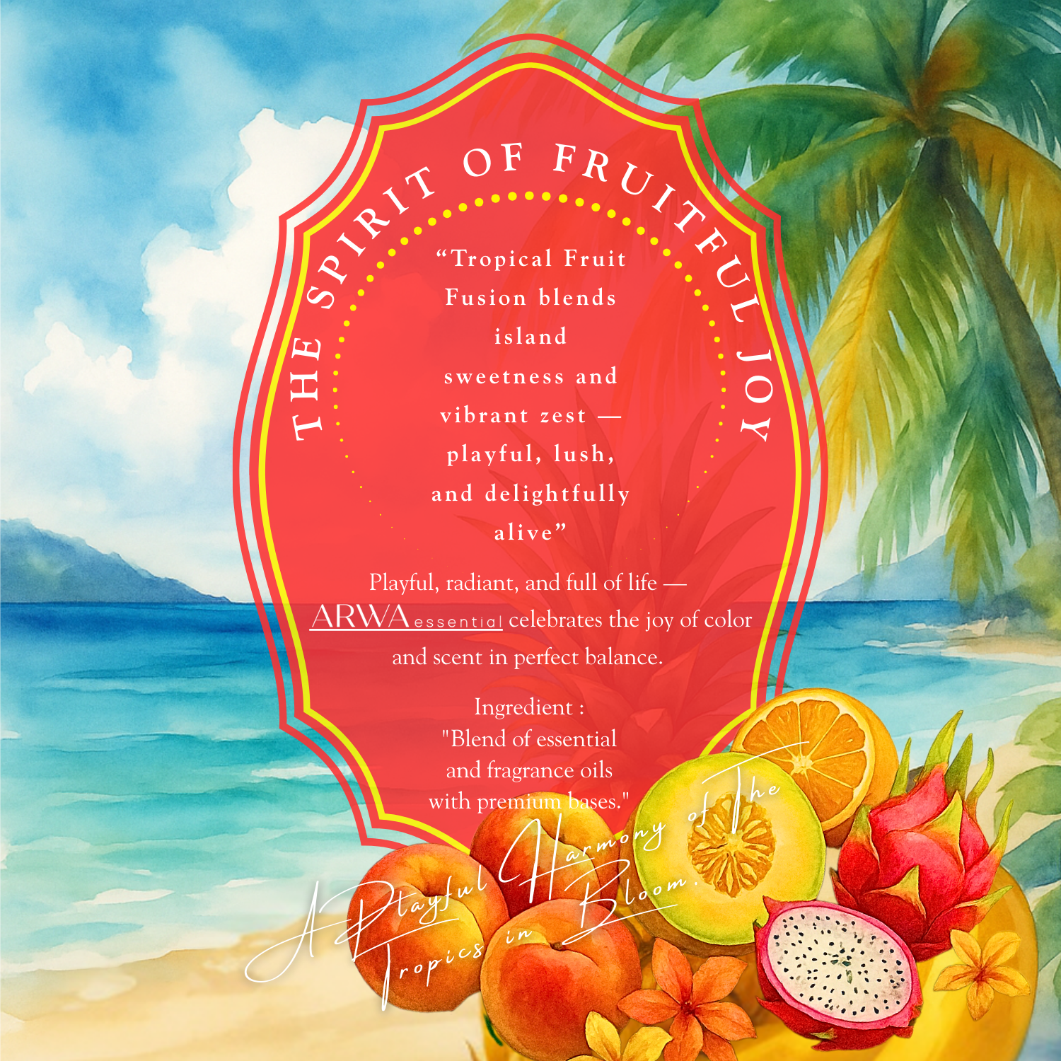 ARWA essential Luxe Citrus Breeze Hanging Car Perfume 10ml + Tropical Fruit Fusion Car Perfume Spray 50ml | Premium Citrus & Fruity Car Fragrance | Luxury Car Perfume Combo