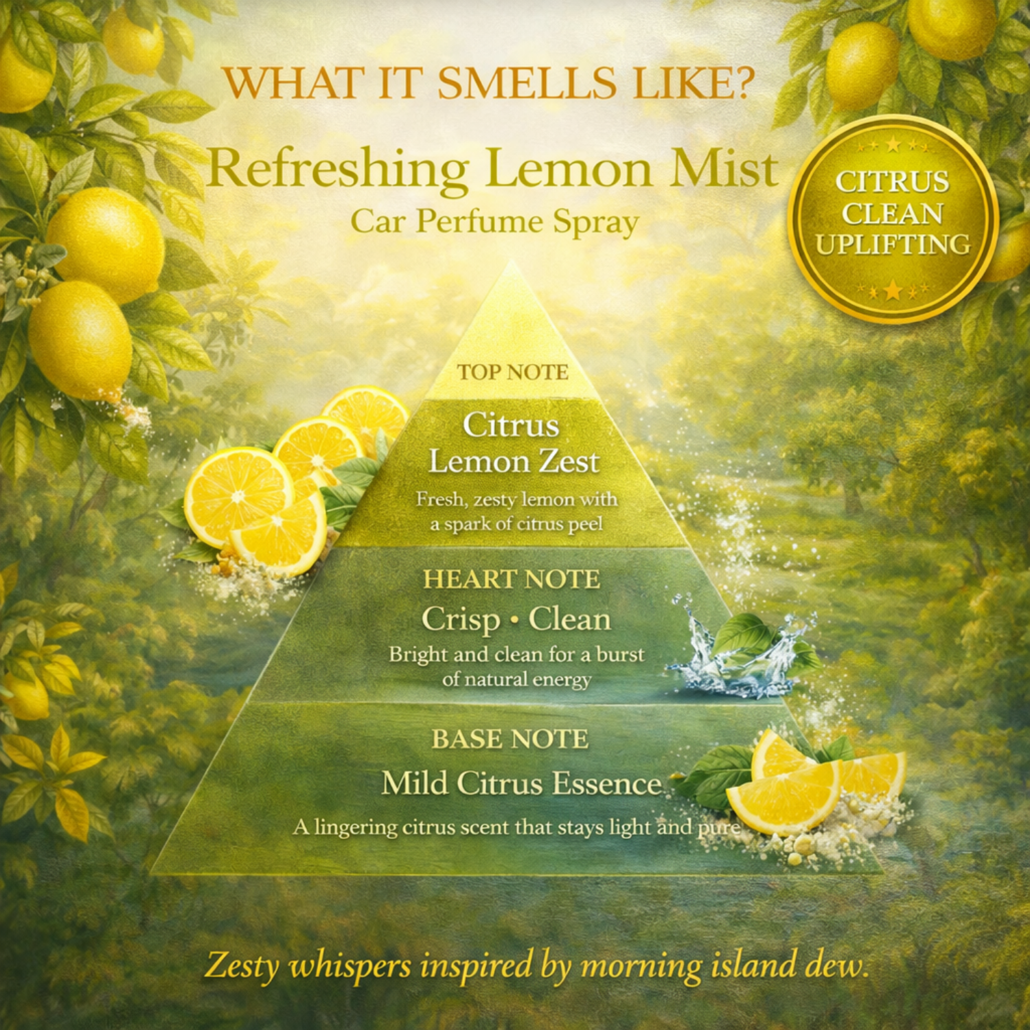 Lemon Mist Hanging Car Perfume 10ml + Tropical Fruit Fusion Car Perfume Spray 50ml