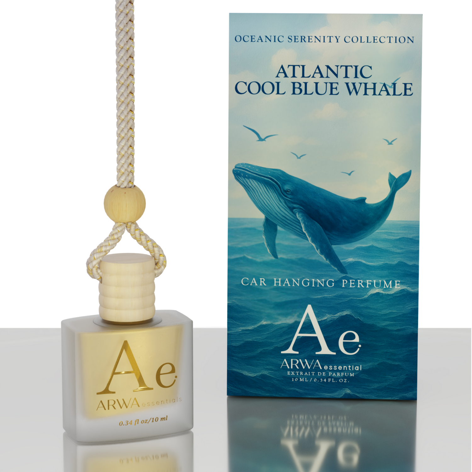 Atlantic Cool Blue Whale Hanging Car Perfume 10ml | Oceanic Serenity Collection