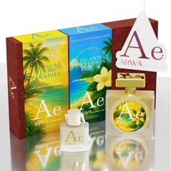 Island Gardenia Bloom Hanging Car Perfume 10ml + Tropical Ylang Paradise Car Perfume Spray 50ml