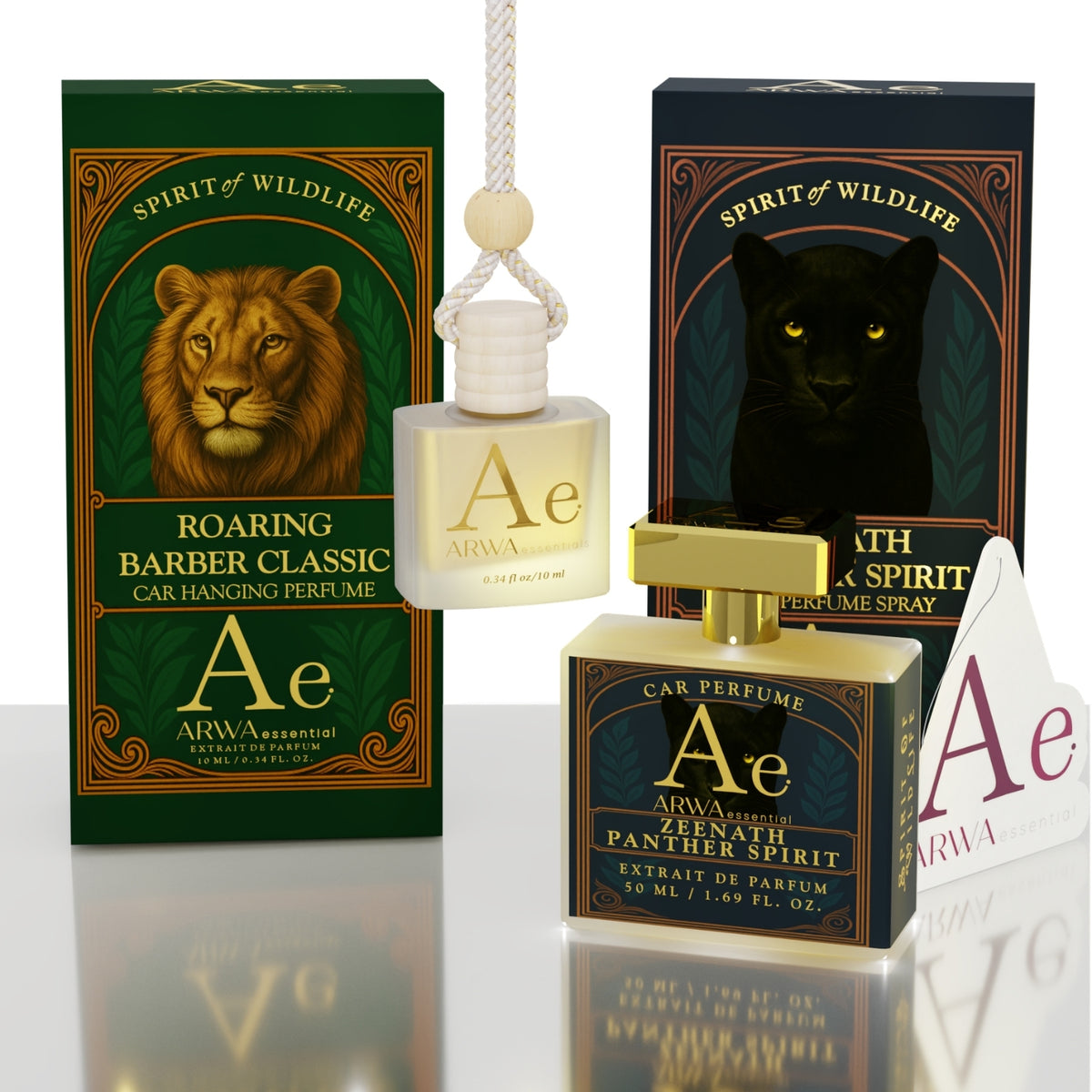 Roaring Barber Classic Hanging Car Perfume 10ml + Zeenath Panther Spirit Car Perfume Spray 50ml