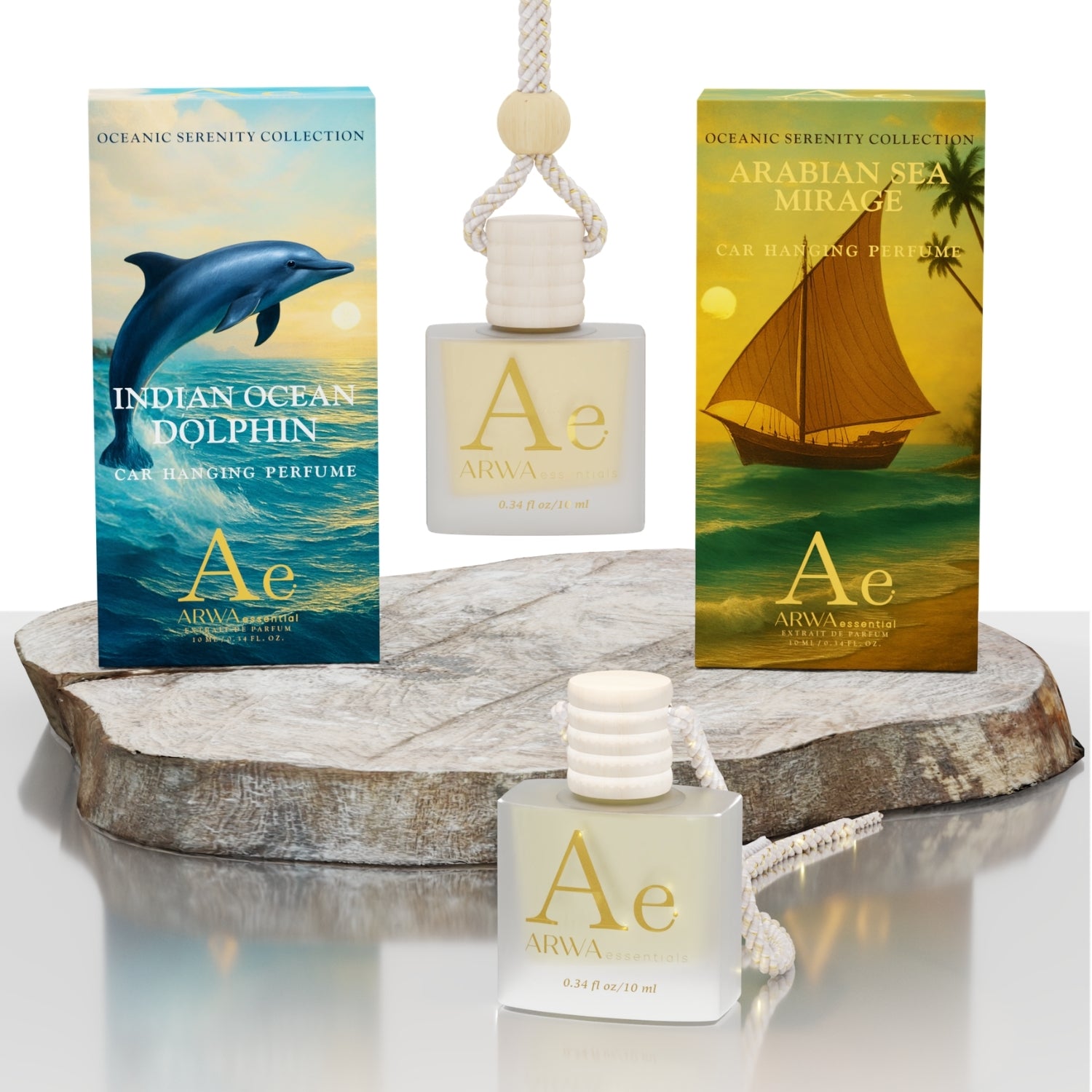 Indian Ocean Dolphin + Arabian Sea Mirage Hanging Car Perfume | 10ml x 2