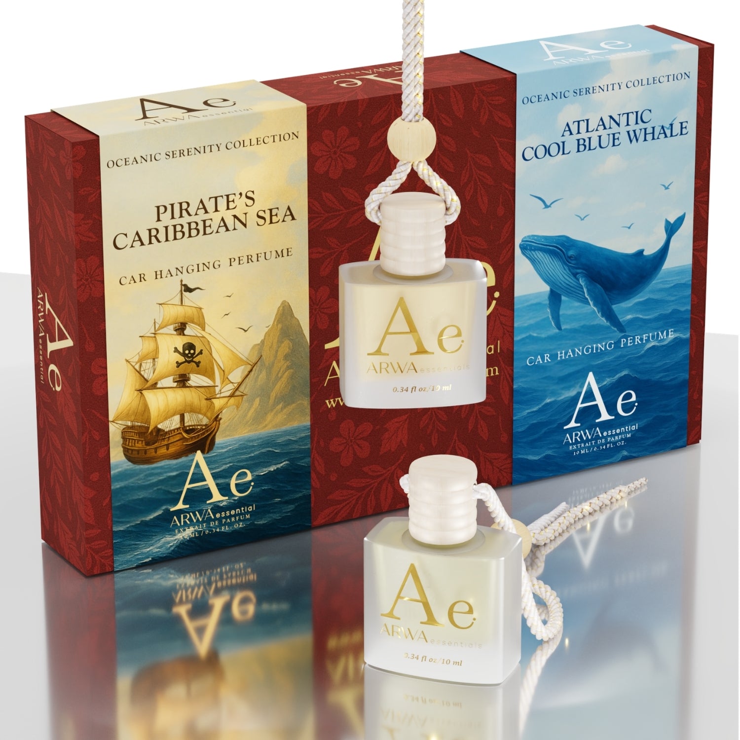 Atlantic Cool Blue Whale + Pirate’s Caribbean Sea Hanging Car Perfume | 10ml x 2