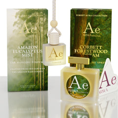 Amazon Eucalyptus Mist Hanging Car Perfume 10ml + Corbett Forestwood Dream Car Perfume Spray 50ml