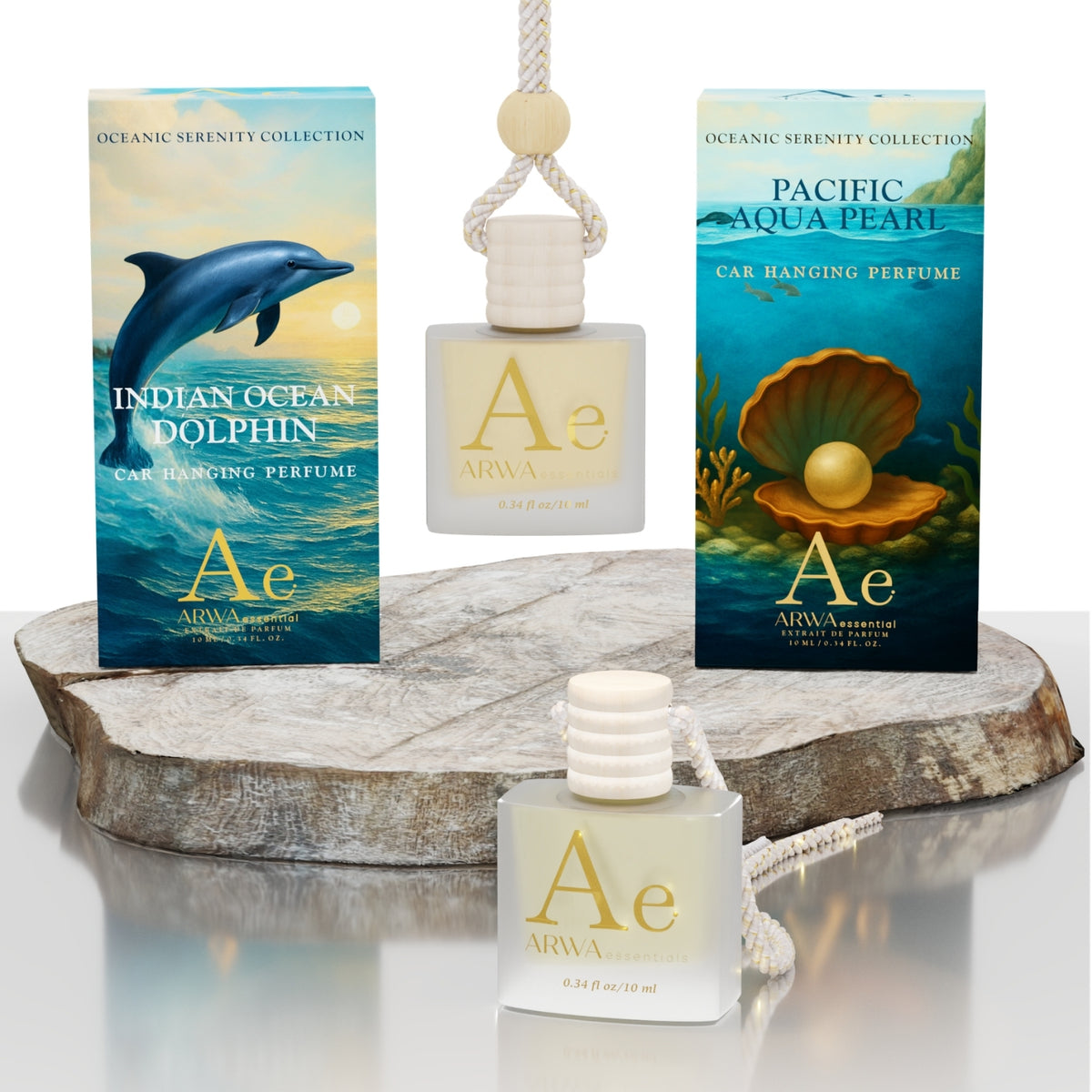 Indian Ocean Dolphin + Pacific Aqua Pearl Hanging Car Perfume | 10ml x 2