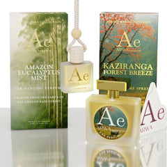 Amazon Eucalyptus Mist Hanging Car Perfume 10ml + Kaziranga Forest Breeze Car Perfume Spray 50ml