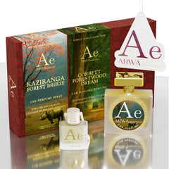 Corbett Forestwood Dream Hanging Car Perfume 10ml + Kaziranga Forest Breeze Car Perfume Spray 50ml
