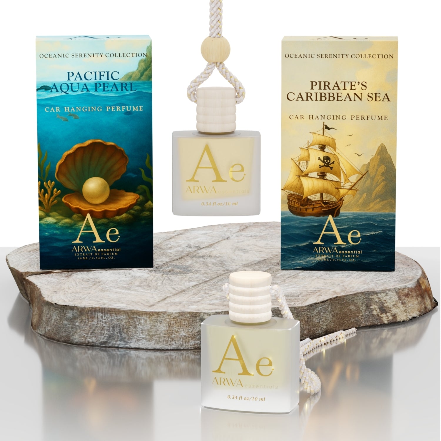 Pacific Aqua Pearl + Pirate’s Caribbean Sea Hanging Car Perfume | 10ml x 2