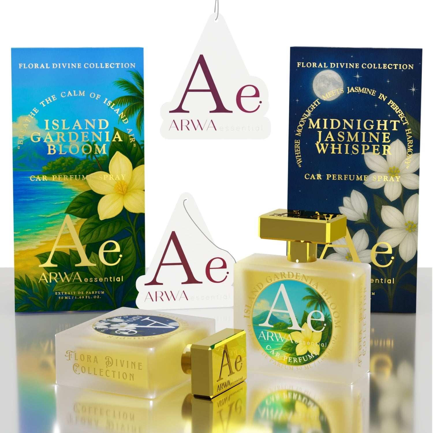 Island Gardenia Bloom + Midnight Jasmine Whisper Car Perfume Spray | 50ml + 50ml
