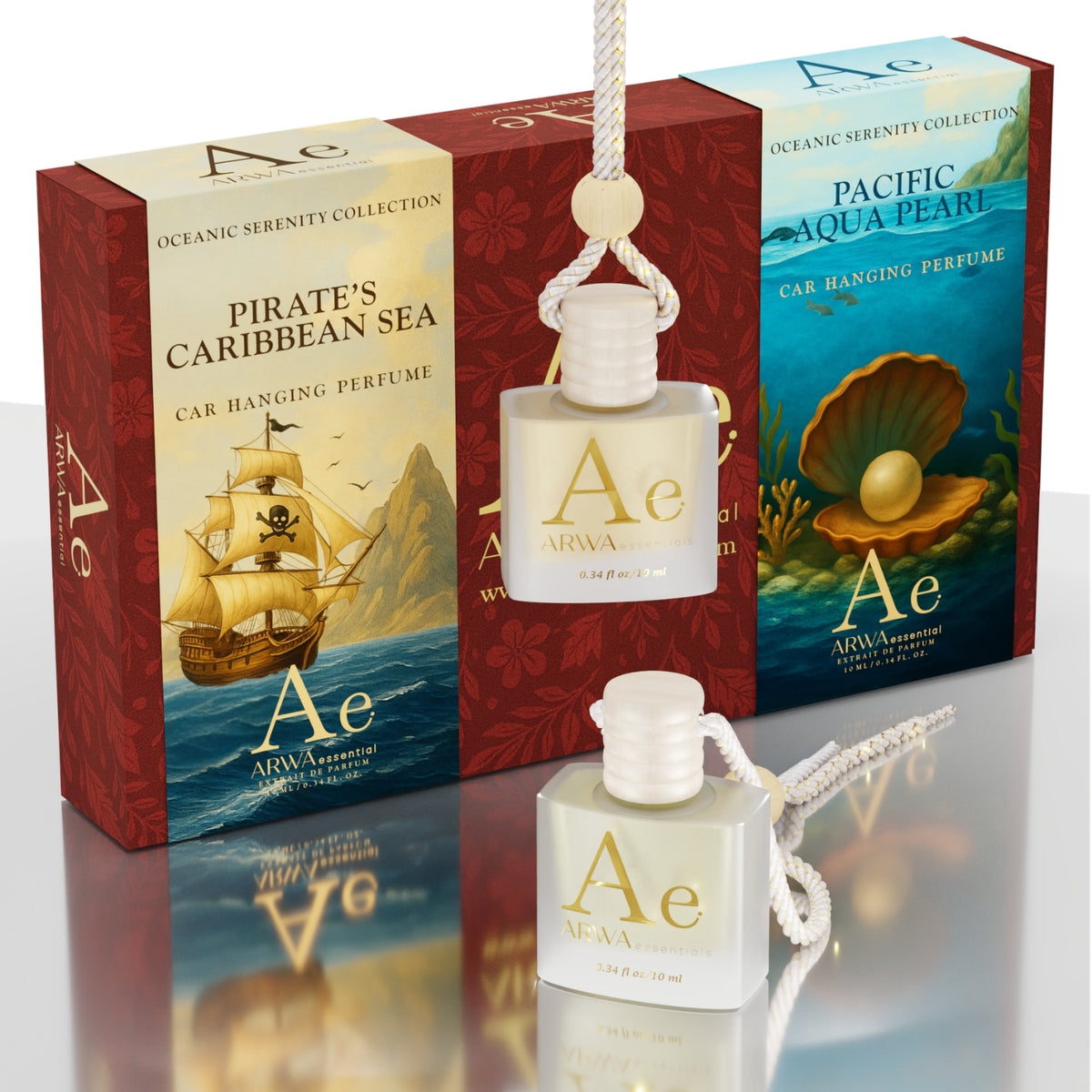 Pacific Aqua Pearl + Pirate’s Caribbean Sea Hanging Car Perfume | 10ml x 2