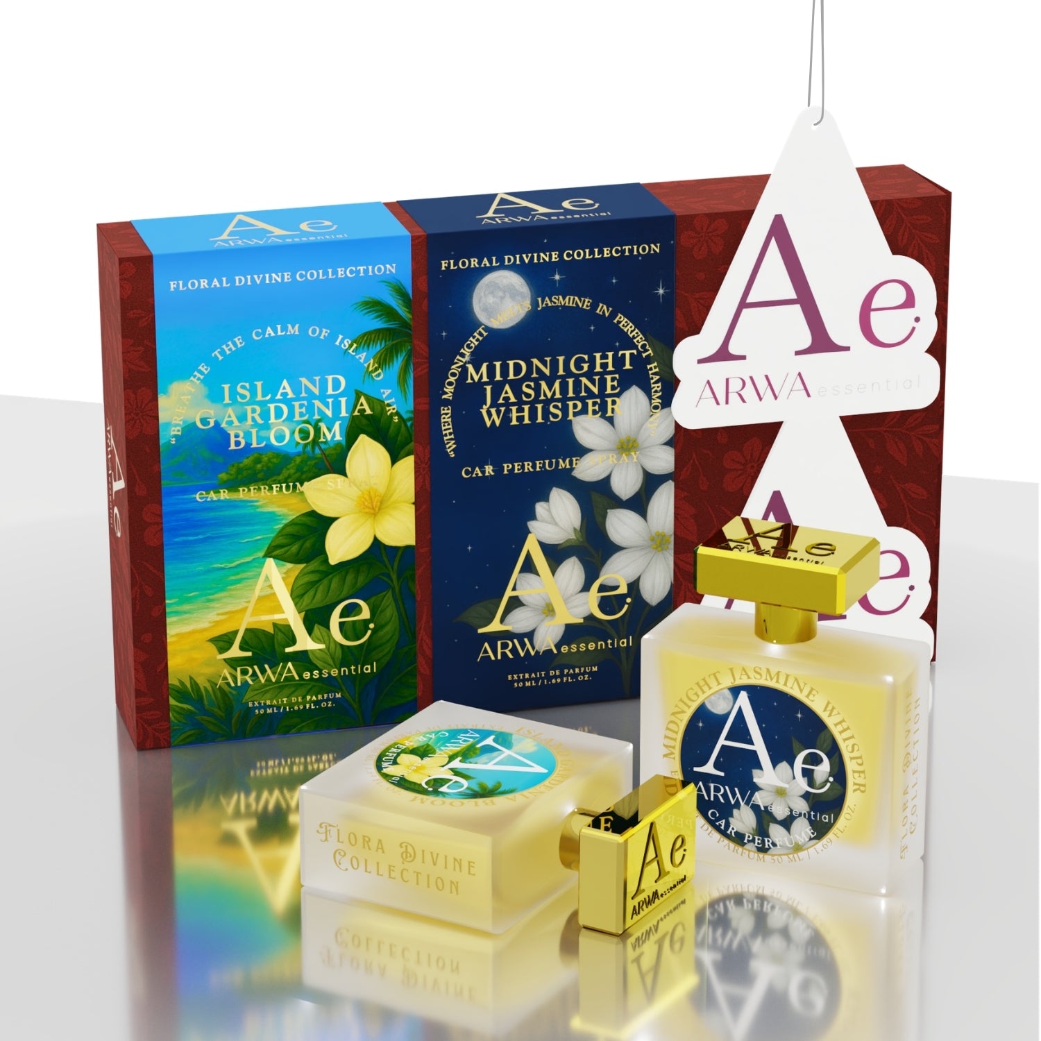 Island Gardenia Bloom + Midnight Jasmine Whisper Car Perfume Spray | 50ml + 50ml