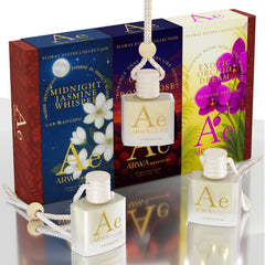 Golden Hour Royal Rose + Exotic Orchid Dream + Midnight Jasmine Whisper Hanging Car Perfume | 10ml Each