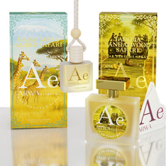 Masai Mara Amber Safari Hanging Car Perfume 10ml + Tadoba Sandalwood Safari Car Perfume Spray 50ml
