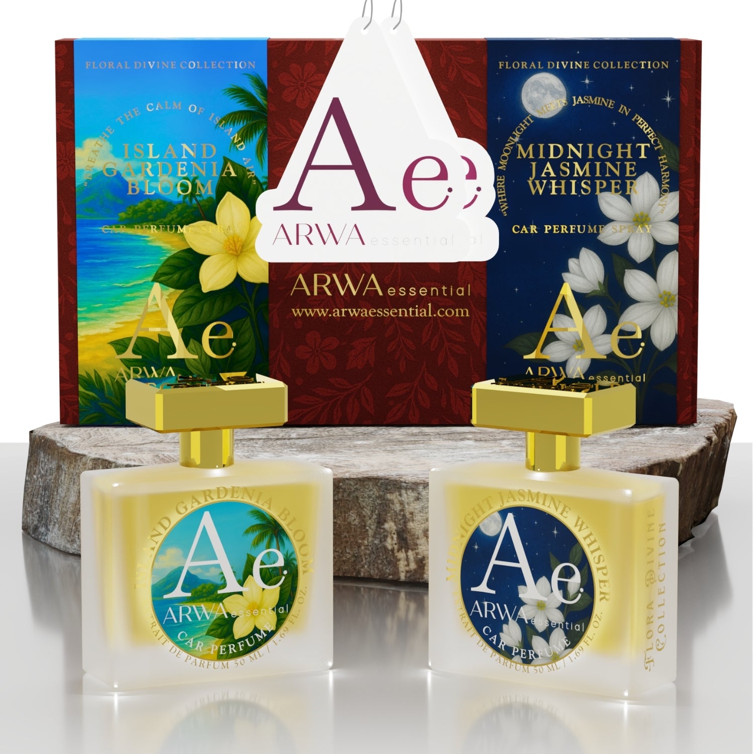 Island Gardenia Bloom + Midnight Jasmine Whisper Car Perfume Spray | 50ml + 50ml