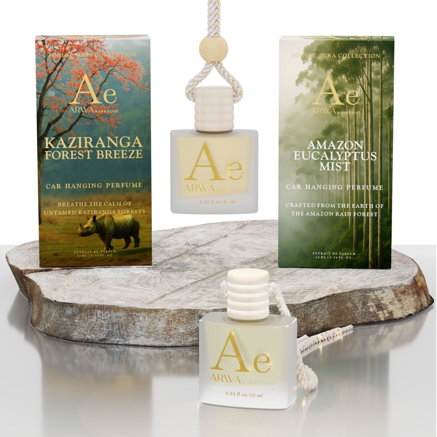 Amazon Eucalyptus Mist + Kaziranga Forest Breeze Hanging Car Perfume | 10ml × 2