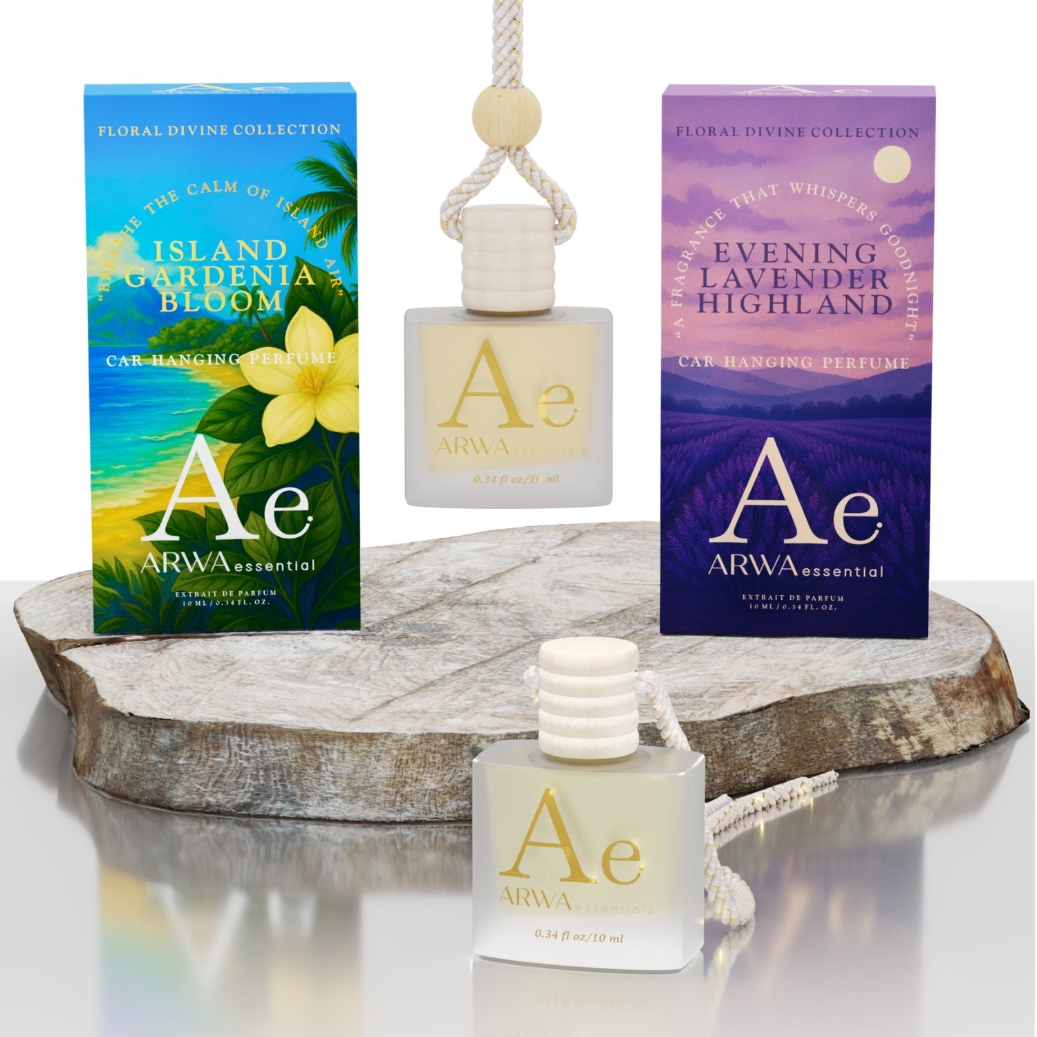 Island Gardenia Bloom + Evening Lavender Highland Hanging Car Perfume | 10ml + 10ml