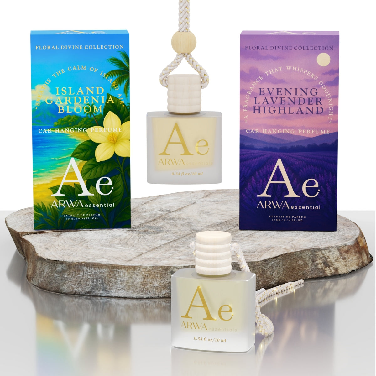 Island Gardenia Bloom + Evening Lavender Highland Hanging Car Perfume | 10ml + 10ml