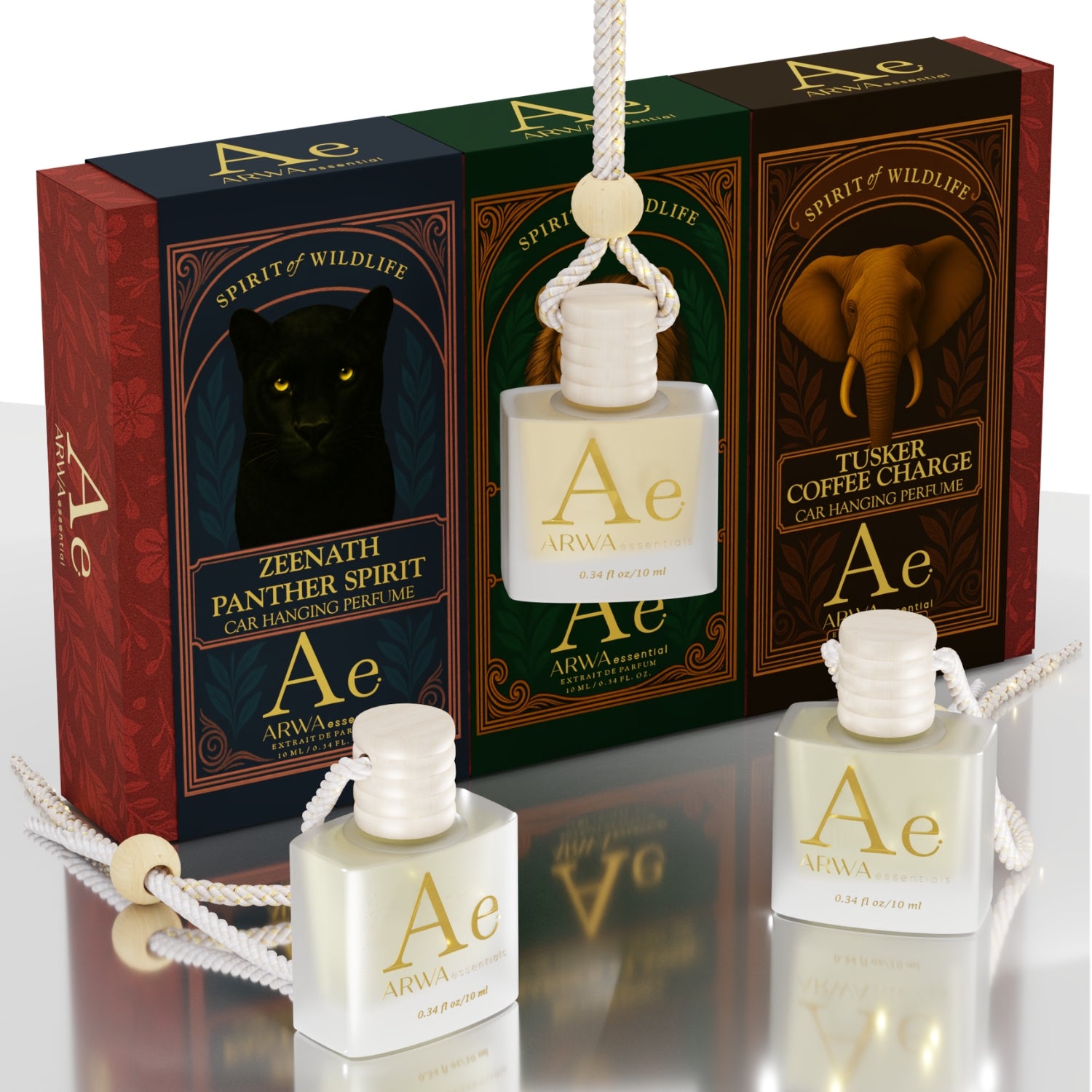 Zeenath Panther Spirit + Roaring Barber Classic + Tusker Coffee Charge Hanging Car Perfume | 10ml Each