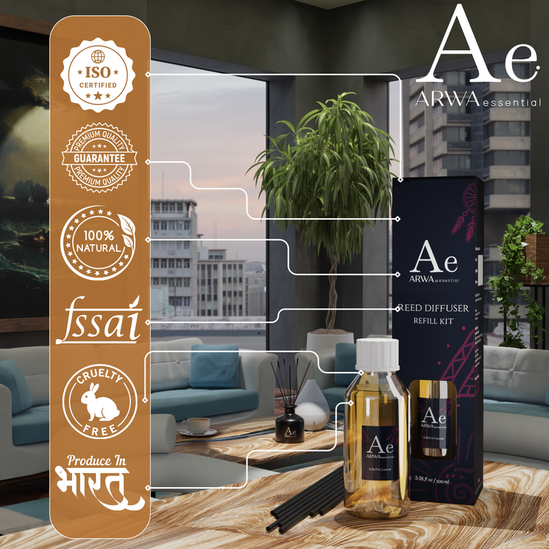 ARWA Essential certifications - ISO certified, premium quality guarantee, 100% natural, FSSAI, cruelty free, produced in India
