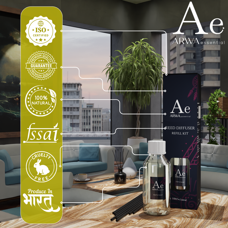 ARWA Essential certifications - ISO certified, premium quality guarantee, 100% natural, FSSAI, cruelty free, produced in India