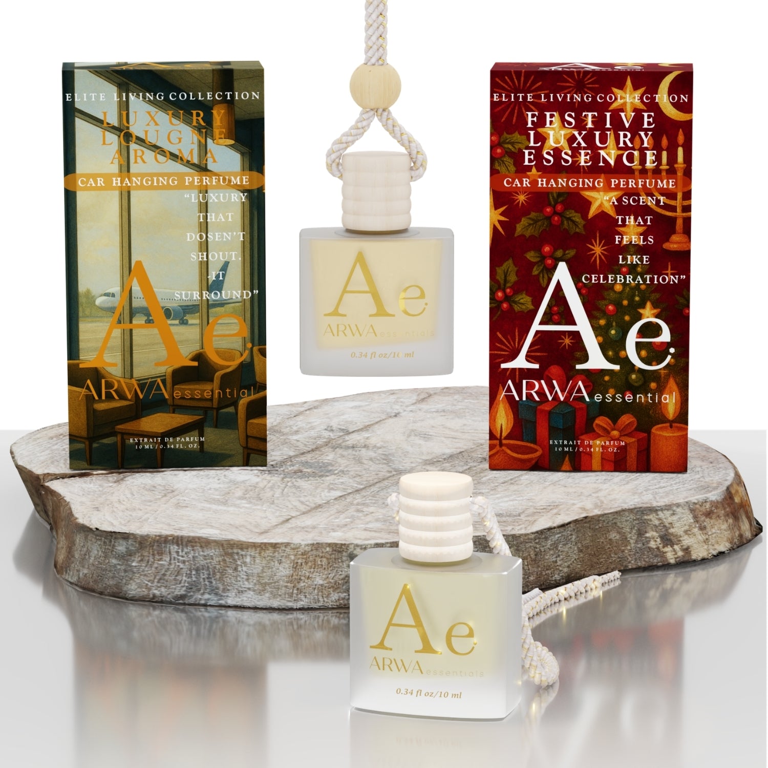 Luxury Lounge Aroma + Festive Luxury Essence Hanging Car Perfume | 10ml Each