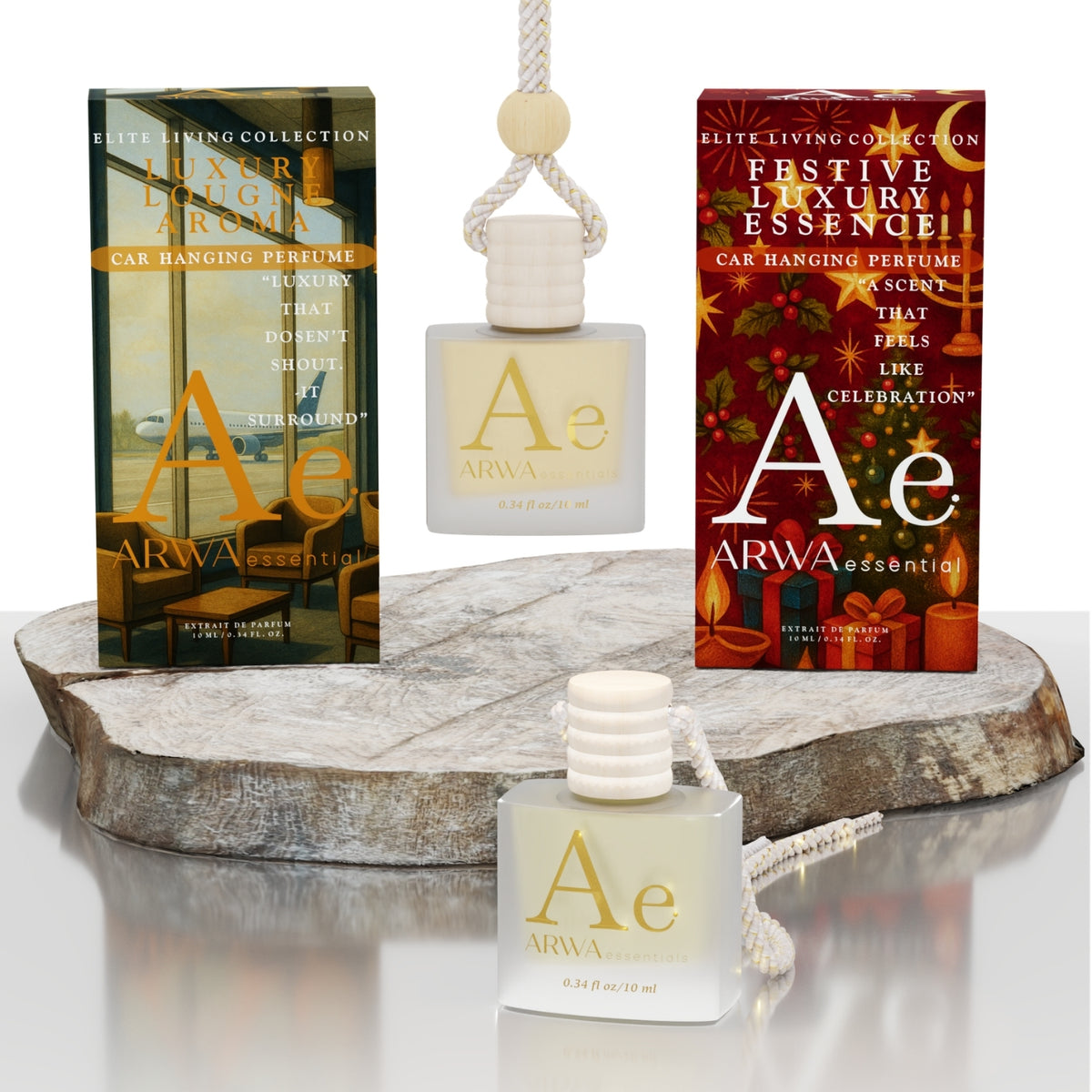 Luxury Lounge Aroma + Festive Luxury Essence Hanging Car Perfume | 10ml Each