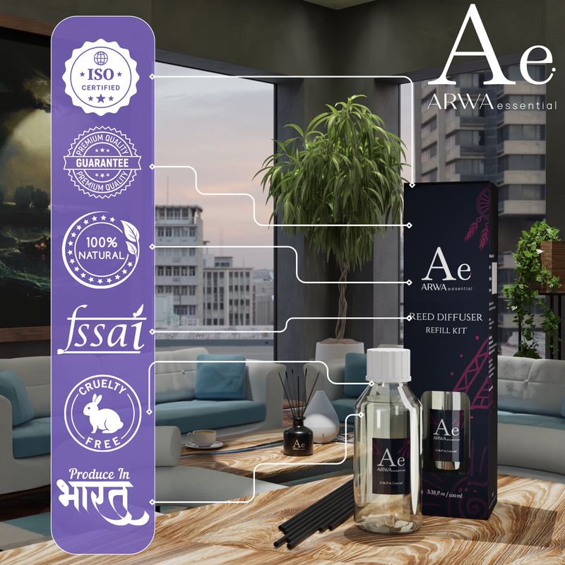 ARWA Essential certifications - ISO certified, premium quality guarantee, 100% natural, FSSAI, cruelty free, produced in India