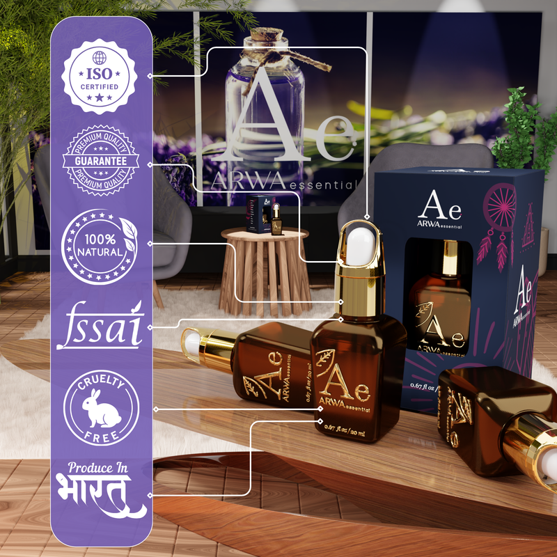 ARWA Essential certifications - ISO certified, premium quality guarantee, 100% natural, FSSAI approved, cruelty free, produced in India