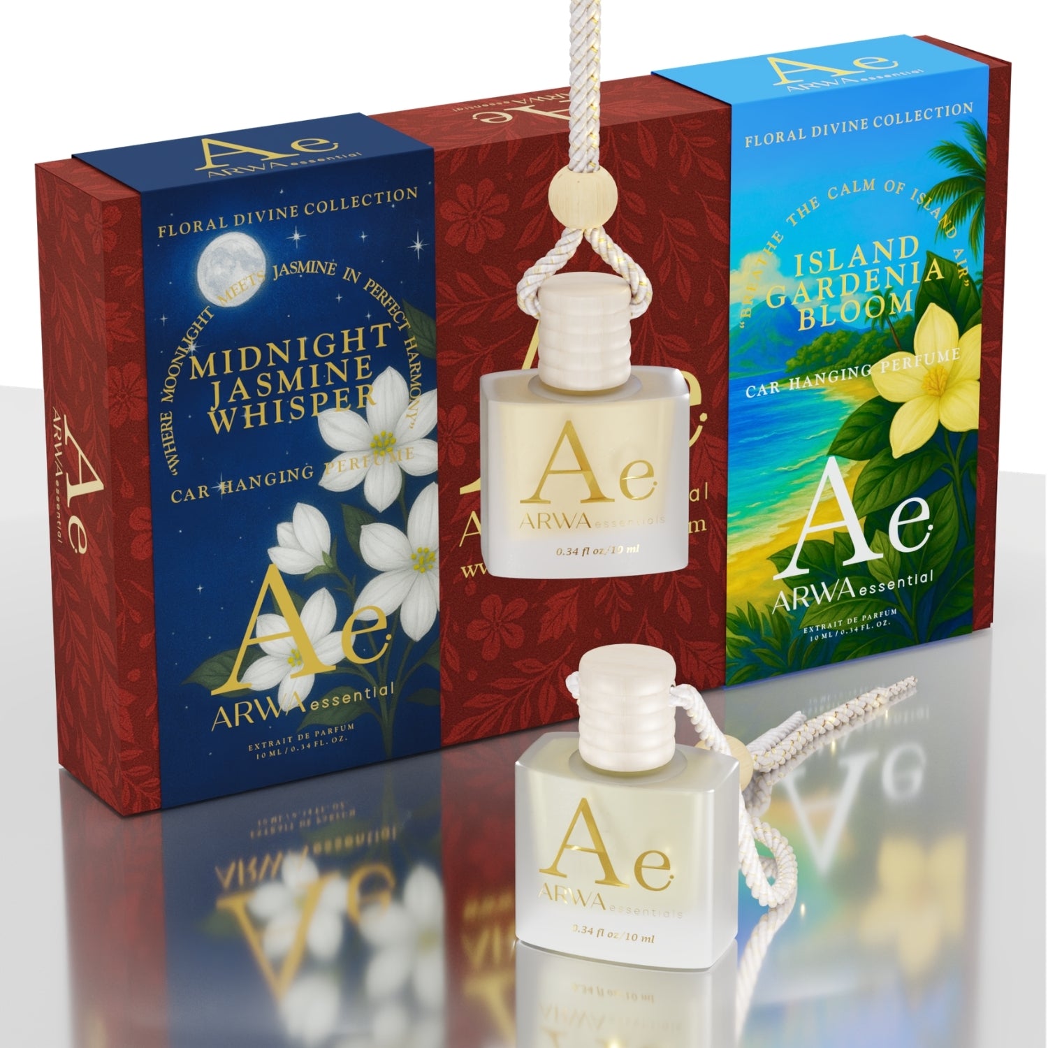Island Gardenia Bloom + Midnight Jasmine Whisper Hanging Car Perfume | 10ml + 10ml