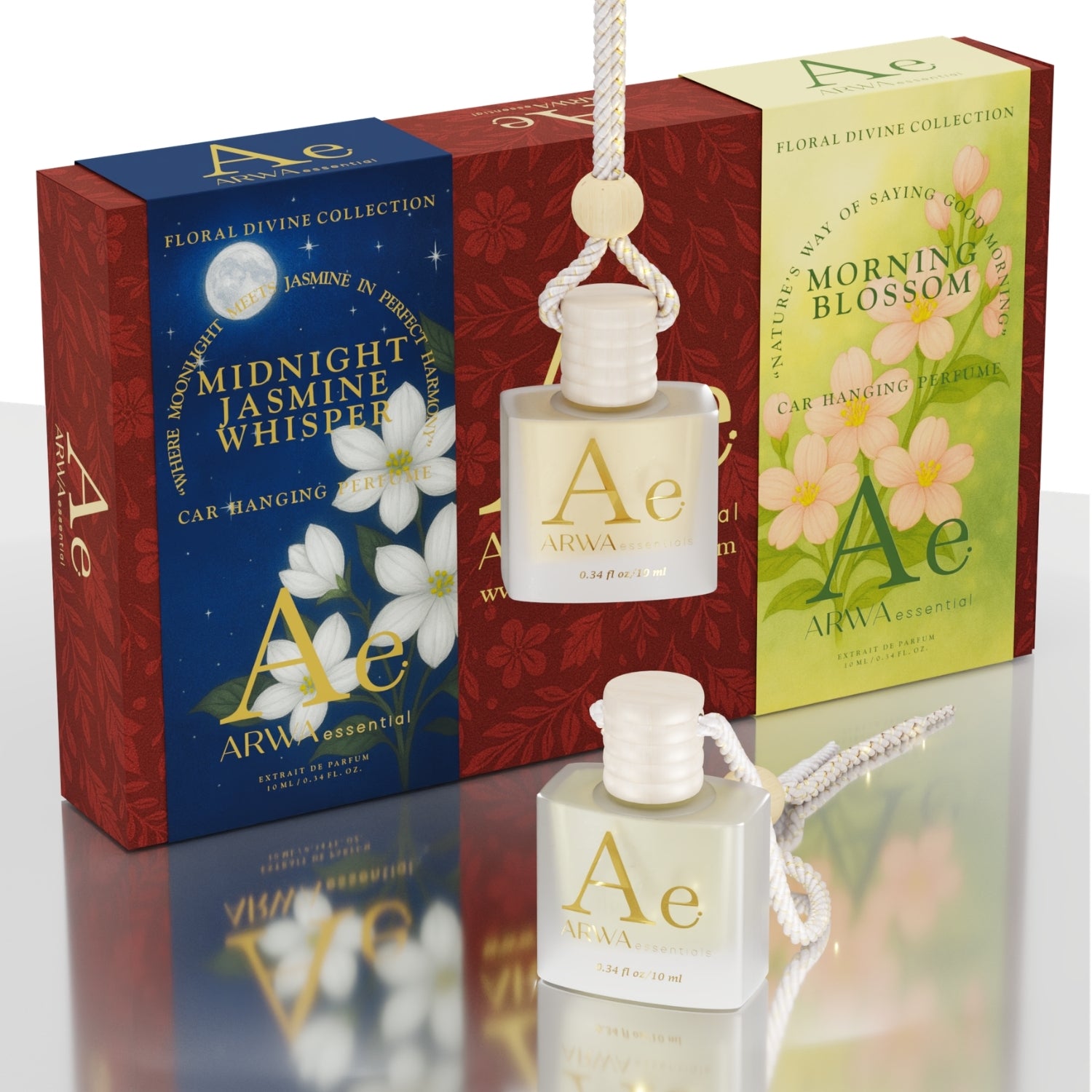 Morning Blossom + Midnight Jasmine Whisper Hanging Car Perfume | 10ml + 10ml
