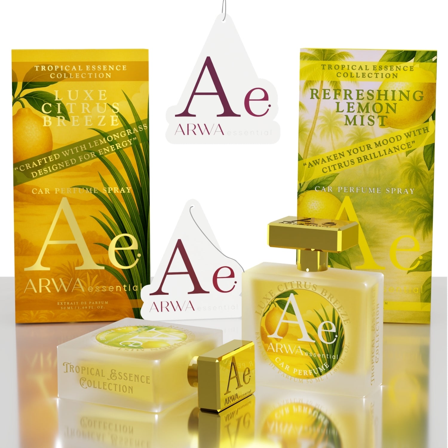 Refreshing Lemon Mist + Luxe Citrus Breeze Car Perfume Spray | 50ml x 2
