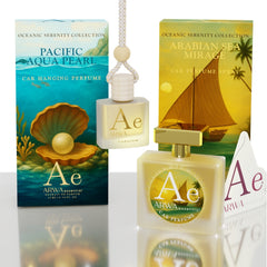 Pacific Aqua Pearl Hanging Car Perfume 10ml + Arabian Sea Mirage Car Perfume Spray 50ml