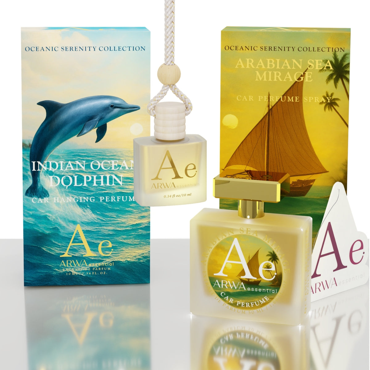 Indian Ocean Dolphin Hanging Car Perfume 10ml + Arabian Sea Mirage Car Perfume Spray 50ml