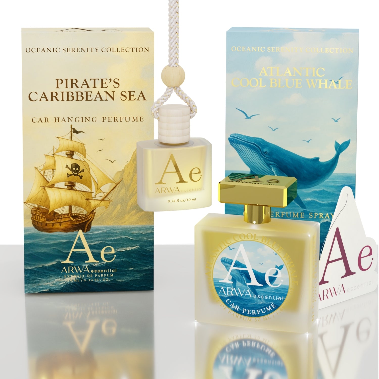 Pirate’s Caribbean Sea Hanging Car Perfume 10ml + Pacific Aqua Pearl Car Perfume Spray 50ml