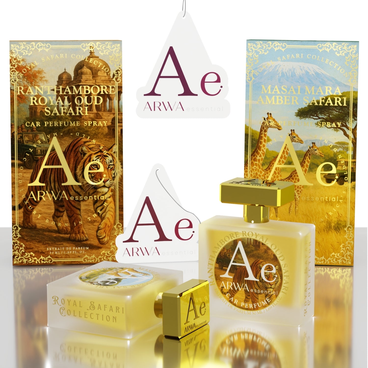 Masai Mara Amber Safari + Ranthambore Royal Oud Safari Car Perfume Spray | 50ml Each